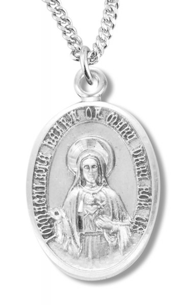 Immaculate Heart Of Mary Medal Sterling Silver - Sterling Silver