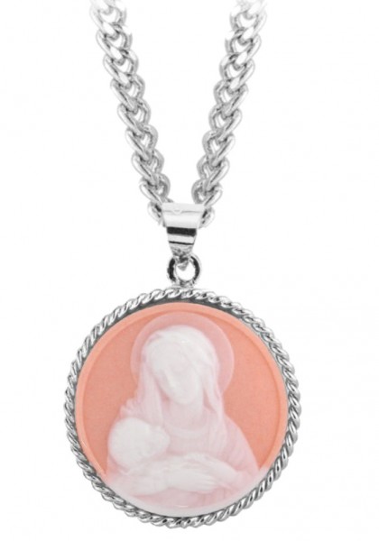 Madonna and Child Rose Cameo Necklace - Rose