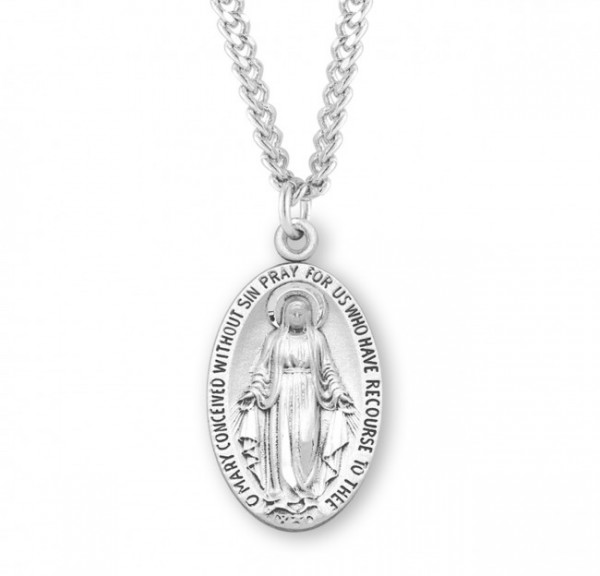 Men's Traditional Miraculous Medal Necklace - Sterling Silver
