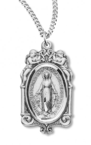 Miraculous Pendant with Angels and Chain - Sterling Silver