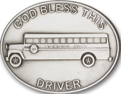 God Bless This Bus Driver Visor Clip - Antique Silver