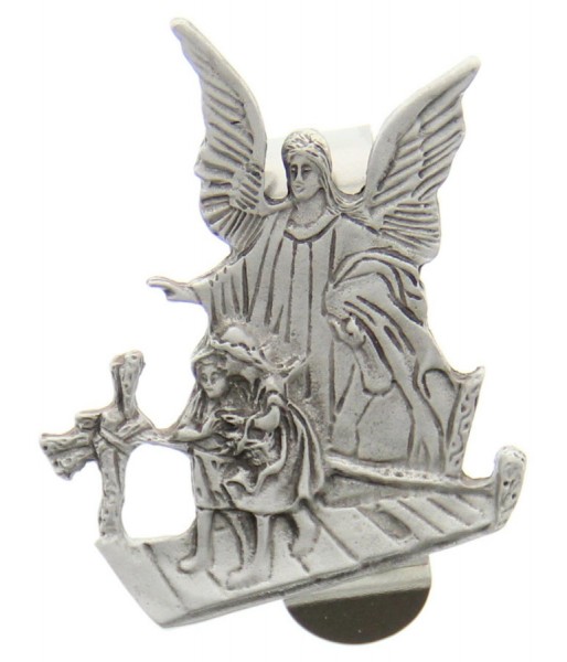 Guardian Angel Visor Clip, Pewter - 2 1/4&quot;H - Silver