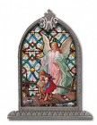 Guardian Angel Grace Glass Art in Arched Frame