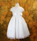 Plus Size First Communion Dress - Embroidered Organza and Bow Accent
