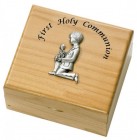First Communion Boy's Maple Wood Keepsake Box