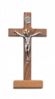 Walnut Wood Standing Crucifix with Two Tone Corpus - 8“H