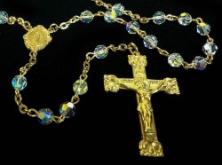 16kt Gold over Sterling Swarovski Crystal Rosary [HMBR031]