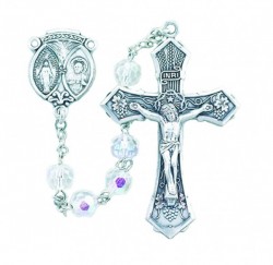 6mm Tin Cut Crystal Bead Rosary in Sterling Silver [RB3365]