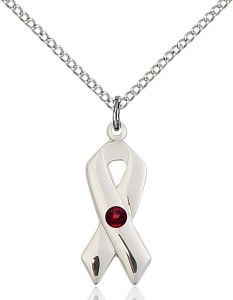 Awareness Ribbon Pendant with Birthstone Options [BLST5150]