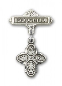 Baby Badge with 4-Way Charm and Godchild Badge Pin [BLBP0131]