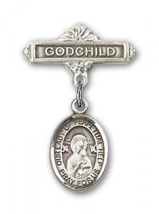 Baby Badge with Our Lady of Perpetual Help Charm and Godchild Badge Pin [BLBP1440]