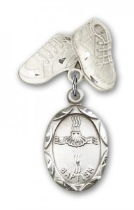 Baby Pin with Baptism Charm and Baby Boots Pin [BLBP0049]