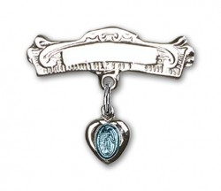 Sterling Silver Engravable Baby Pin with Blue Enamel Miraculous Charm [BLBP0005]