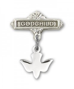 Baby Pin with Holy Spirit Charm and Godchild Badge Pin [BLBP0027]