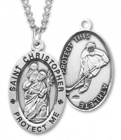 Men's St. Christopher Hockey Medal Sterling Silver [HMM1015]