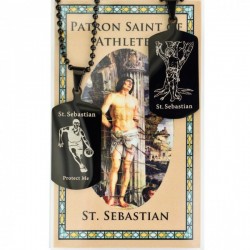 Boy's St. Sebastian Baseball Dog Tag Necklace and Prayer Card [MV1086]