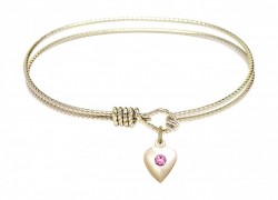 Cable Bangle Bracelet with a Puff Heart Charm [BRST011]