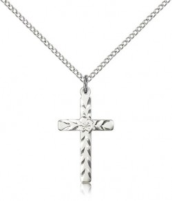 Women's Textured Etched Cross Necklace [BM0178]