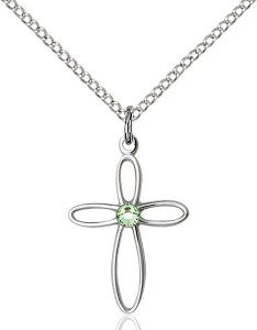 Cut-Out Cross Pendant with Birthstone Options [BLST1707]