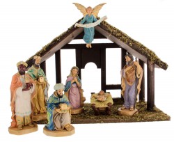 DiGiovanni Nativity Set with Wood Stable - 7 Piece 6“ Tall [GCHR094]