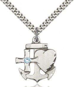 Faith Hope and Charity Pendant with Birthstone Option [BLST6045]