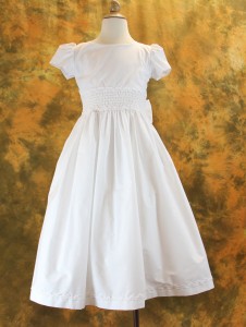 First Communion Dress Cotton Blend with Smocked Waist [LCD108]