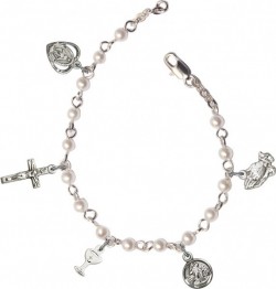 Girls First Communion Pearl Charm Bracelet [BR3010]
