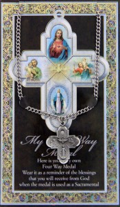Four Way Medal in Pewter with Bi-Fold Prayer Card [HPM063]