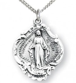 Girl's Wide Budded Edge Miraculous Pendant [HM0778]