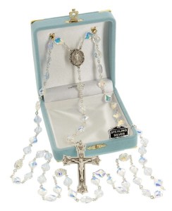 Heirloom Sterling Silver Miraculous Rosary with 10mm Swarovski Crystal Beads [HMHR1000]