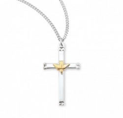 High Polish Cross Pendant with Holy Spirit Center [HM0747]