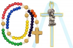 Kneeling Boy Cross with Baby Rosary Set [RBS0009]