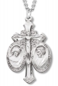 Mary and Joseph Crucifix Pendant - Sterling Silver [REM3000]