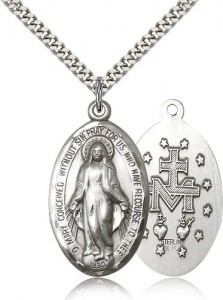 Men's High Relief Miraculous Medal Necklace [BM0465]