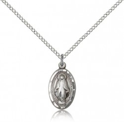 Women's Oval Etched Border Miraculous Pendant [BC0040]