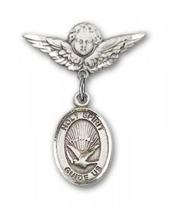 Pin Badge with Holy Spirit Charm and Angel with Smaller Wings Badge Pin [BLBP0571]