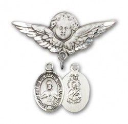 Pin Badge with Scapular Charm and Angel with Larger Wings Badge Pin [BLBP0948]