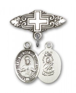 Pin Badge with Scapular Charm and Badge Pin with Cross [BLBP0946]