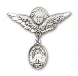 Pin Badge with St. Edith Stein Charm and Angel with Larger Wings Badge Pin [BLBP0983]