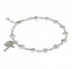 Rosary Bracelet - Sterling Silver with Sterling Sacred Hearts [RB3458]