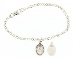 Silver Plated Rolo Bracelet with Scapular Medal [BC0100]