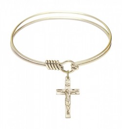 Smooth Bangle Bracelet with a Heart with Chalice Charm [BRS3148]