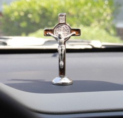 St. Benedict Dashboard Crucifix in Brown 3“ [SFA0011]
