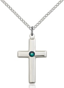 Youth Simple Cross Pendant with Birthstone Options [BLST2195]