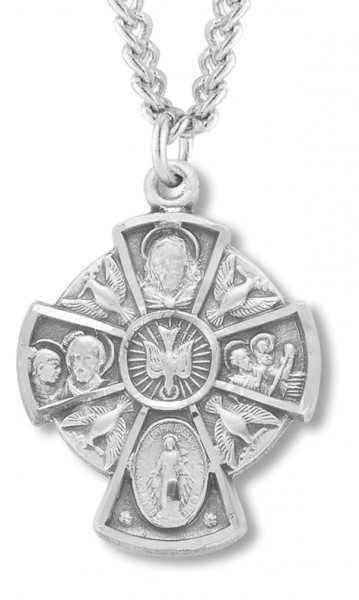 5 Way Cross with Holy Spirit Center - Sterling Silver