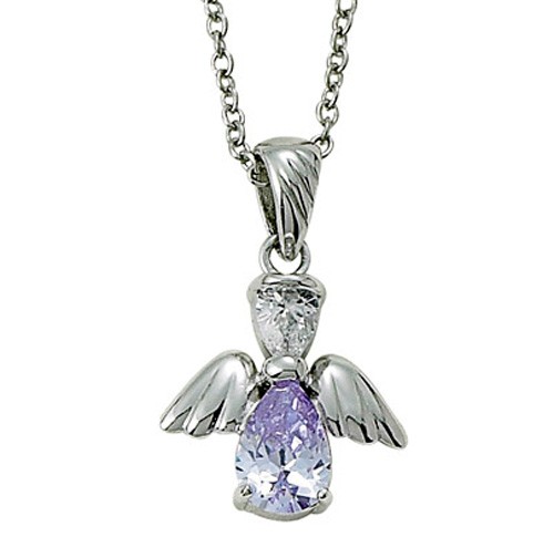 Angel Wing Birthstone Necklace - Alexandrite