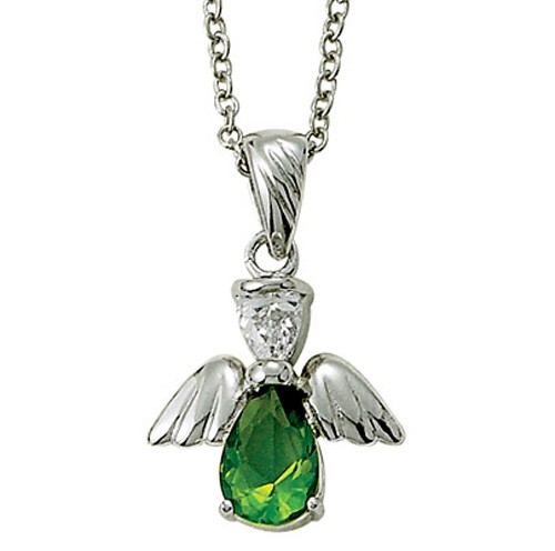 Angel Wing Birthstone Necklace - Peridot