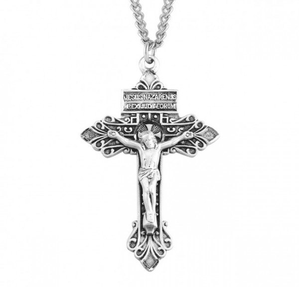 Antiqued Pardon Crucifix Necklace - Sterling Silver