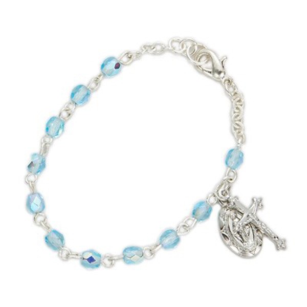 Baby Birthstone Rosary Bracelets - Aqua