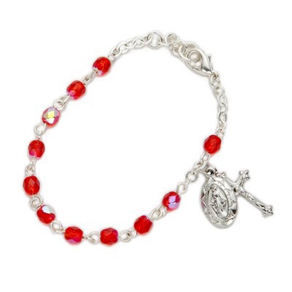 Baby Birthstone Rosary Bracelets - Ruby Red